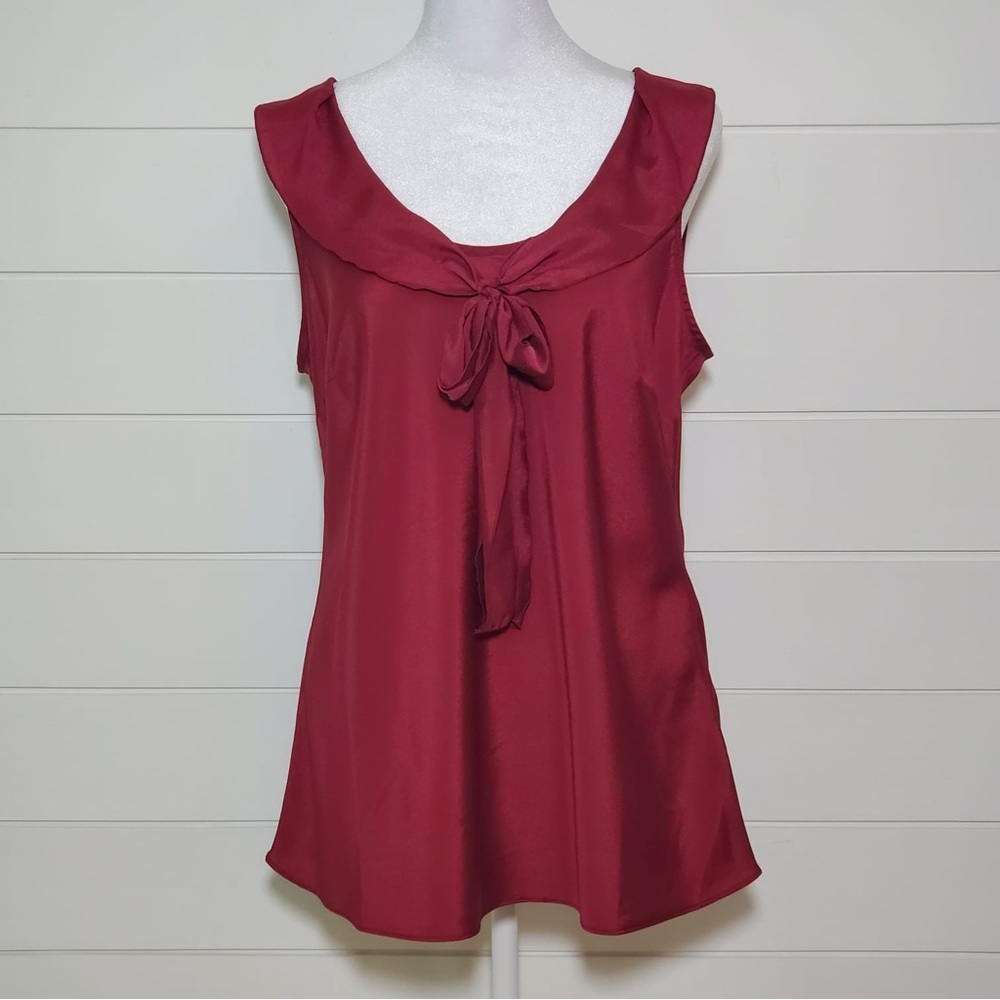 Banana Republic Women's Burnt Orange Collared Front Tie Sleeveless Blouse SizePL